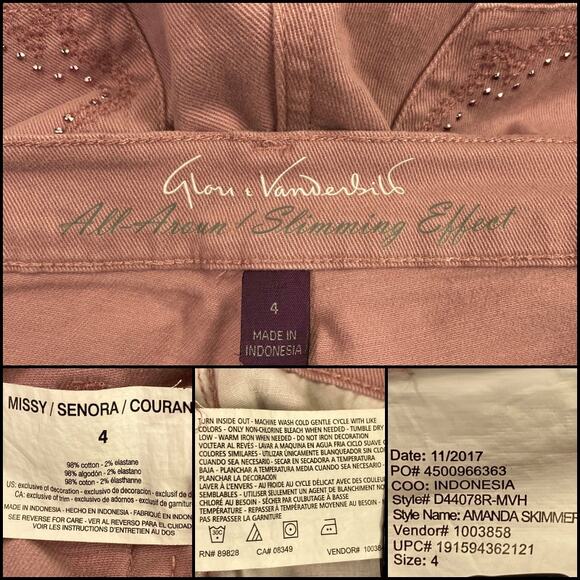 Gloria Vanderbilt Amanda Skimmer Capri Jeans Size 4 Pink Slimming Effect - Picture 10 of 11